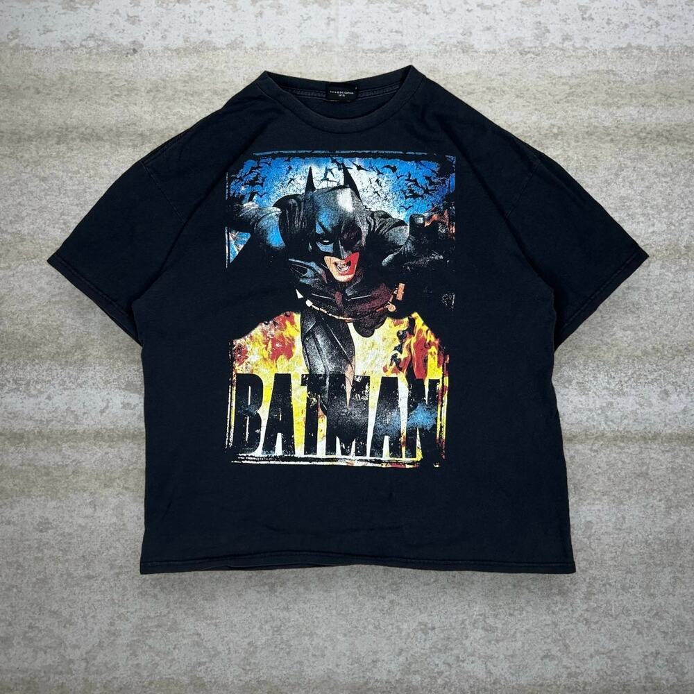 Vintage Y2K Batman Dark Knight Rises Shirt Mens L Black Licensed Short Sleeve